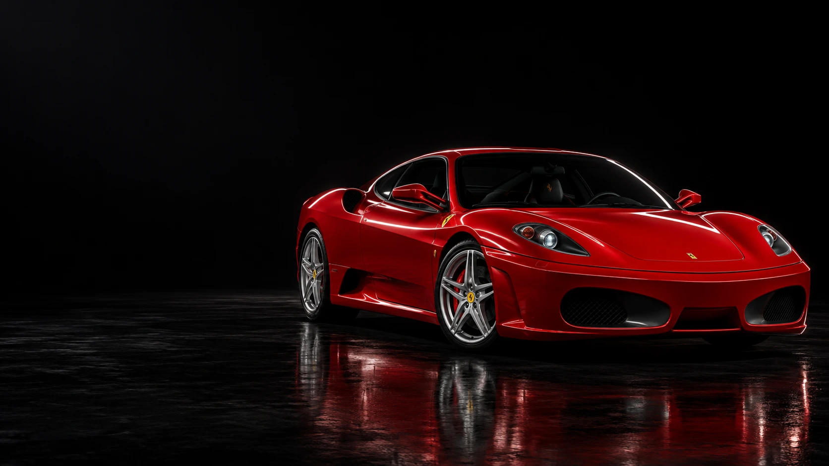 Ferrari F430 vermelho em estúdio escuro